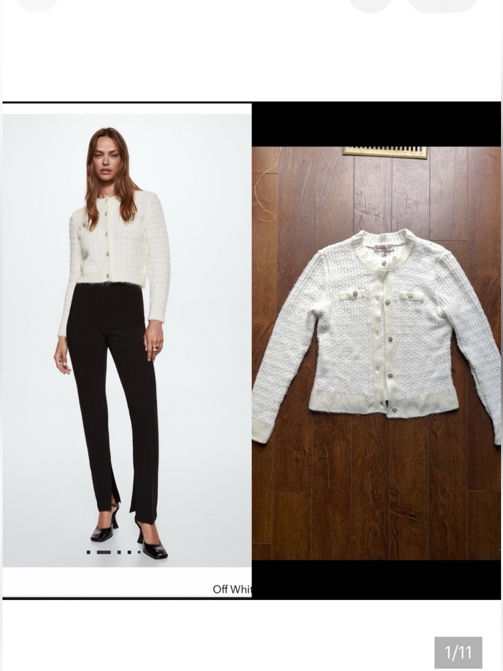 Catherine Malandrino Cotton Blend Cardigan Sweater. Pearl Buttons. Medium